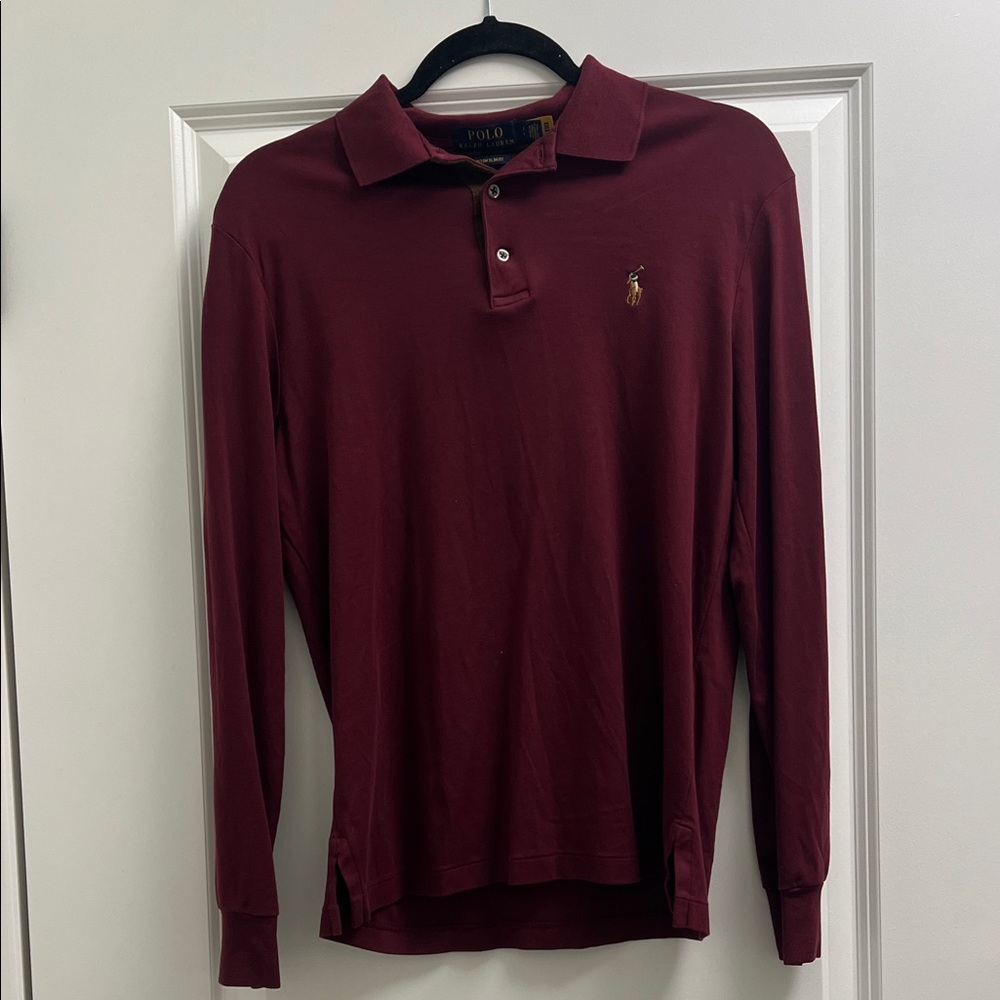 Polo by Ralph Lauren Men's Deep Red Long Sleeve Polo